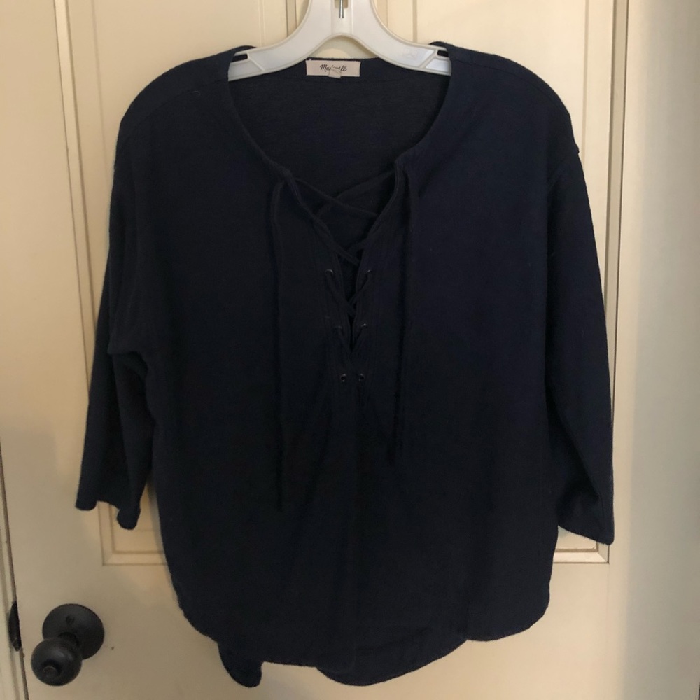 Madewell Navy Blue Tie Up Shirt